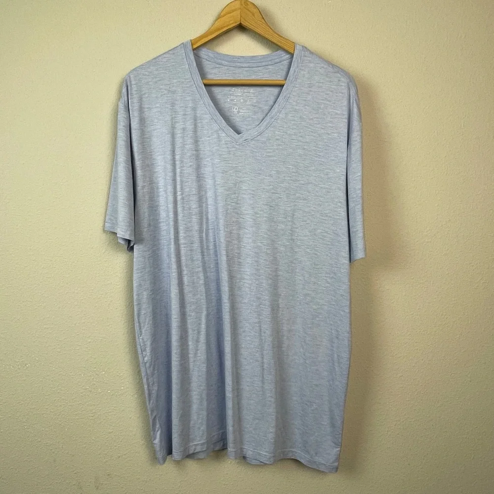 David Archy V-Neck Undershirt Mens XL White Gray Bamboo Rayon 2‎ Pack Soft Basic